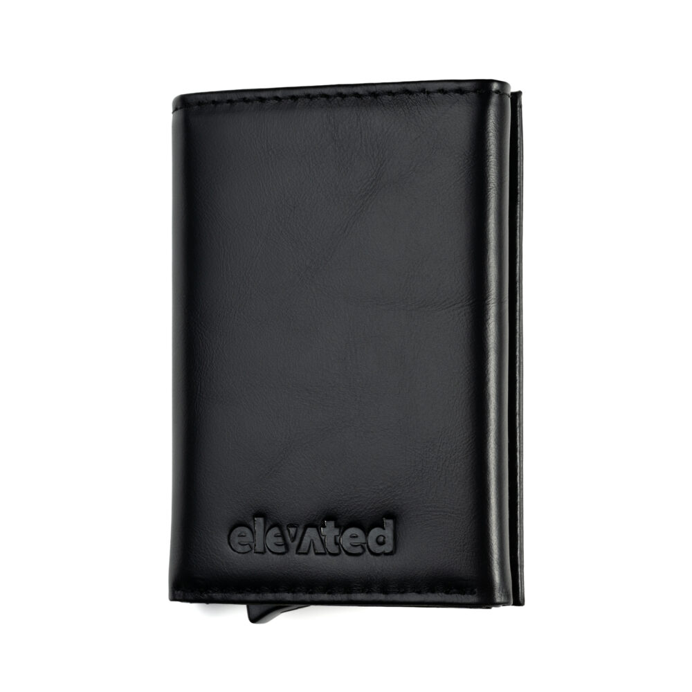 KT008 – Täisnahast kaarditasku Elevated Premium 1.0 otsevaates-valgel-taustal - black