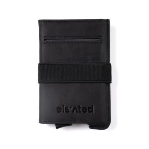 Elevated Extra Slim 1.0 (KT011) mustast Crazy Horse nahast õhuke kaarditasku valgel taustal.