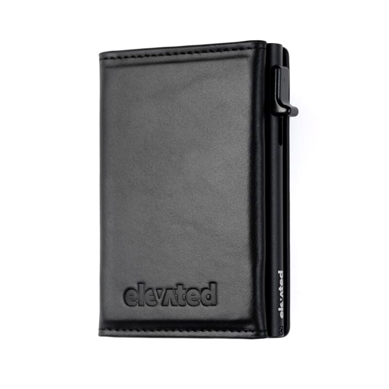 Mustast õlitatud täisnahast kaarditasku Elevated Slim 2.1 (KT012). RFID kaitsega minimalistlik meeste ja naiste rahakott.