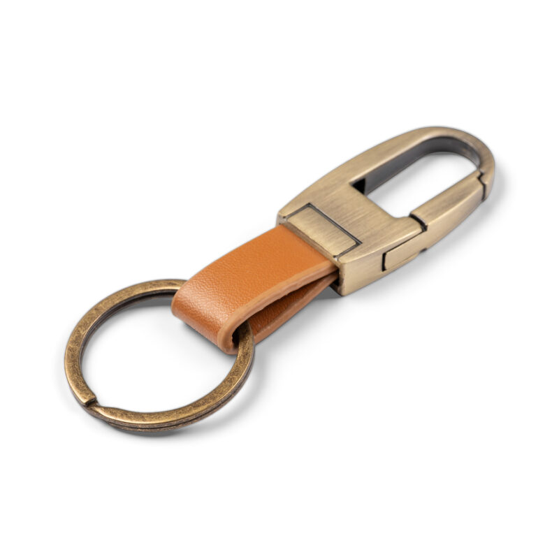 Elegantne PU-nahast võtmehoidja VH006 Bronze / Orange Brown valgel taustal