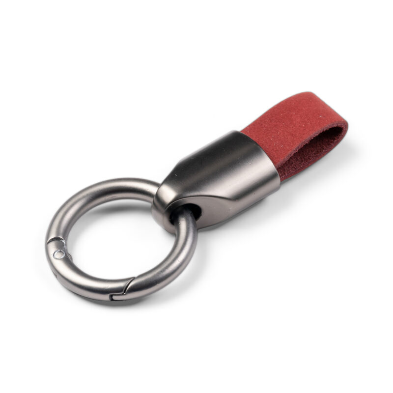 Minimalistlik PU-nahast võtmehoidja VH009 Flame Red valgel taustal