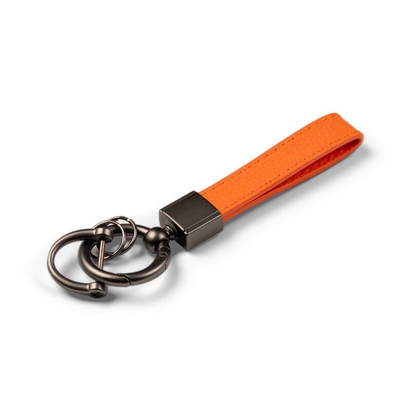 Praktiline PU-nahast võtmehoidja VH007 Bright Red Orange valgel taustal